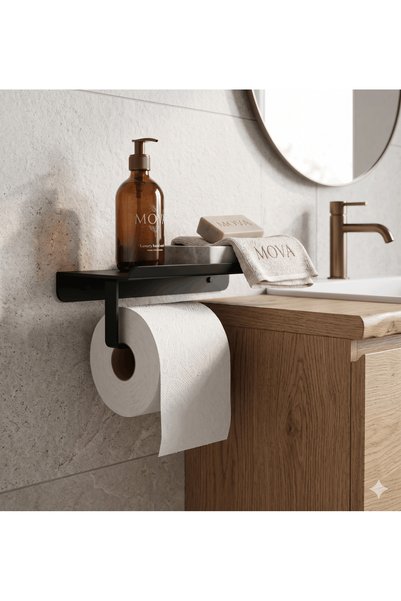 Mova Dizayn Rack Toilet Paper Holder with Phone Stand Bathroom Toilet Paper Holder Metal