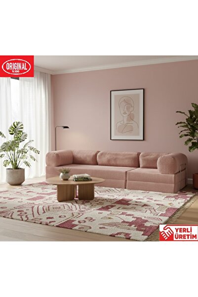 HEREV K300X100 KÖŞE KOLTUK TAKIMI YIKANABİLİR KADİFE KUMAŞLI MODÜLER KÖŞE TAKIMI