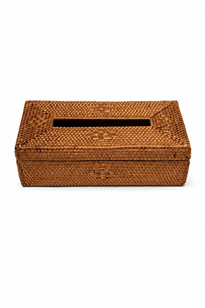 ipekbambuhome Doğal El Örgüsü Rattan Hasır Peçetelik Kutu 27x14x7 cm Dekorati...