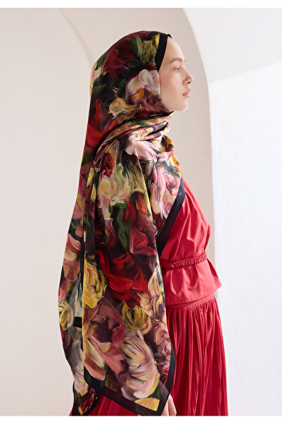Freshscarfs Rose Garden Floş Viskon Şal Siyah
