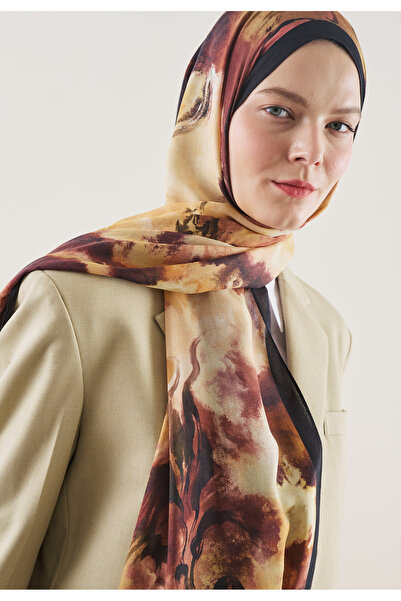 Freshscarfs Șal din ramie cu model abstract pur, burgundy