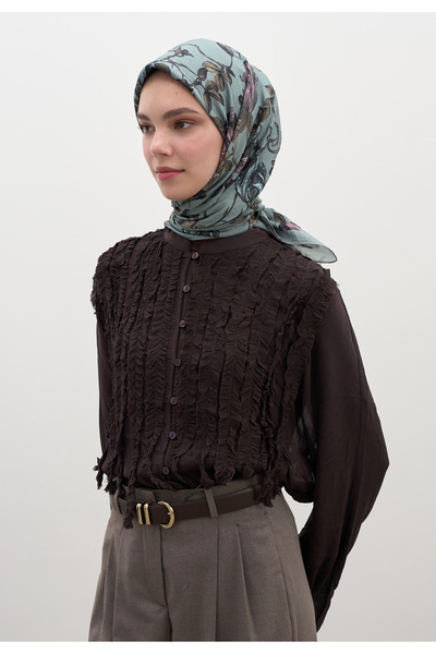 Freshscarfs Μαλακό μπλε κασκόλ από βαμβάκι και βισκόζη με σχέδιο Gisele