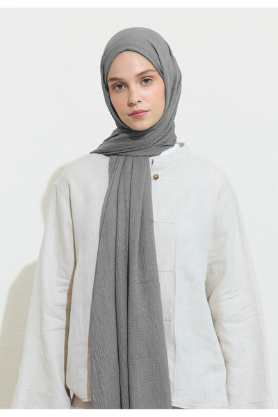 Freshscarfs Modal Krinkıl Şal Koyu Gri