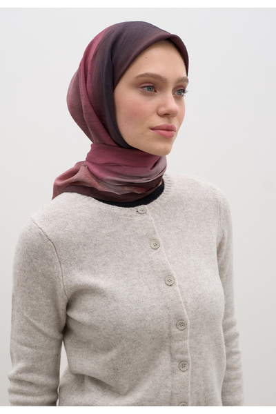 Freshscarfs Ombre Desen Pamuklu Viskon Eşarp Bordo