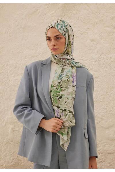 Freshscarfs Margarit Desen Rami Şal Koyu Yeşil