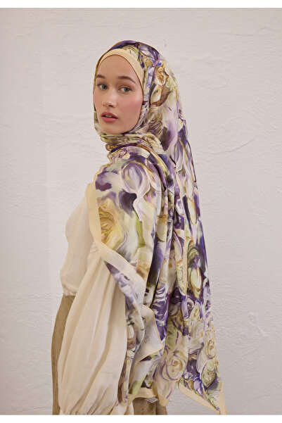 Freshscarfs Nerıssa Desen Rami Şal Soft Sarı