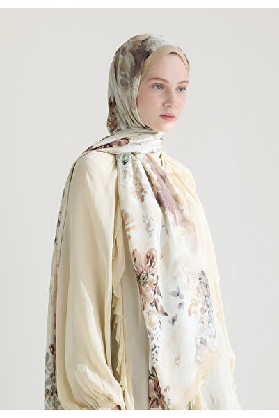 Freshscarfs Peony Harmony Floş Viskon Şal Bej
