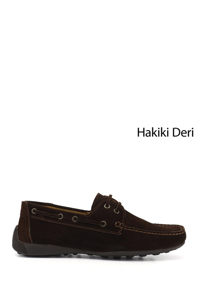 GÖNDERİ(R) Men's Brown Suede Rok Genuine Leather Lace-Up Shoes