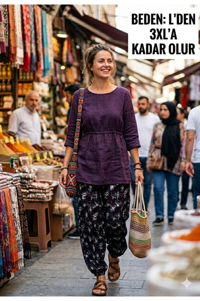 ARG SALVAR PENYE STANDART BEDEN YANDAN BİR CEPLİ 1 ADET KOYU MAVİ- BEJ - BORD...