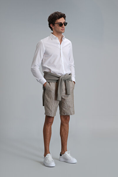 Lufian Andre Spor Erkek Chino Şort Slim Fit Bej