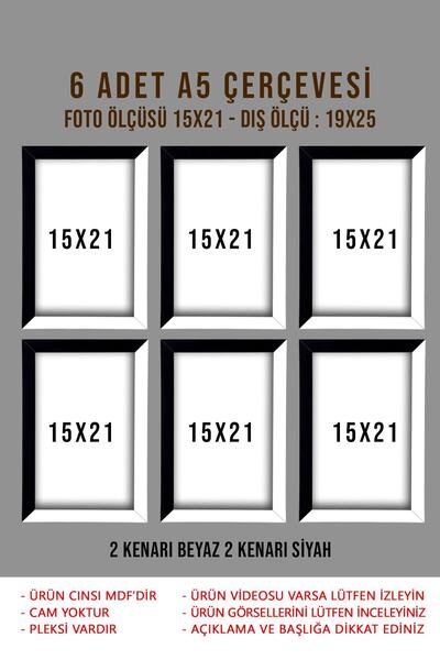 Generic Brand 6 Pieces 15X21 Frame - Photo Frame - Two Colors - 6-Piece A5 Fr...