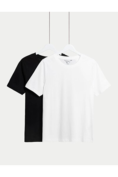 Marks & Spencer 2'li Saf Pamuklu Bisiklet Yaka Regular Fit T-Shirt