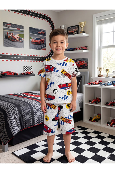 Pajama Shop Dečački pamučni tanki komplet letnje pidžame sa kratkim rukavima ...