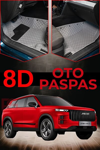 PASPASGRAFT Jaecoo 7 Koyu Gri 8D Premium Araca Özel Tam Kaplama Deri Oto Paspas