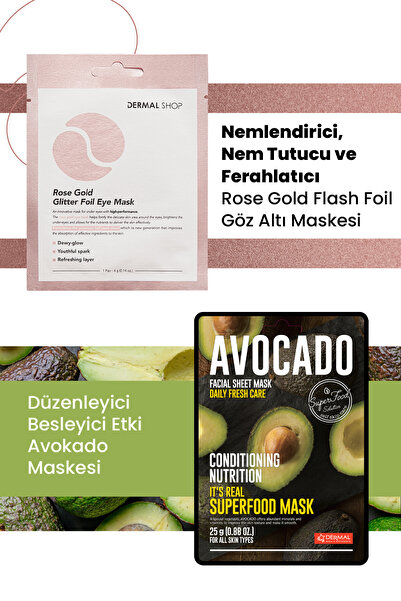 Dermal Rose Gold 3 Layer Avocado Eye Mask and Organizer Set - 100% Cotton