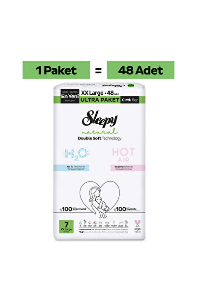 Sleepy Natural Double Soft Ultra Paket Bebek Bezi 7 Numara Xxlarge 48 Adet