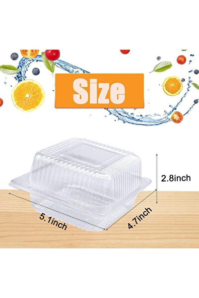 Arabest 100 Pack Clear Plastic Square Hinged Food Container,Disposable To Go ...