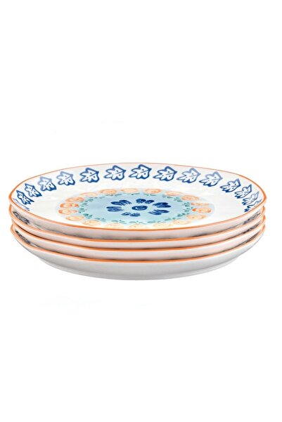 BJORN Set of 4 Dinner Plates, NAPOLI Citrus, hand-painted porcelain, 27cm