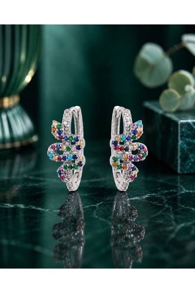 Liacharm Women's Silver Color Colorful Zircon Stone Snake Earrings - Dangle E...