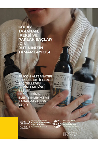 RHANEVA Kuru ve Yıpranmış Saçlar için Silikonsuz Nemlendirici Saç Kremi, Organik ve Vegan Sertifikalı, 250 ml