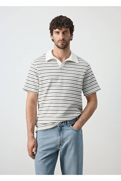 MANGO Man Çizgili regular fit pamuk polo