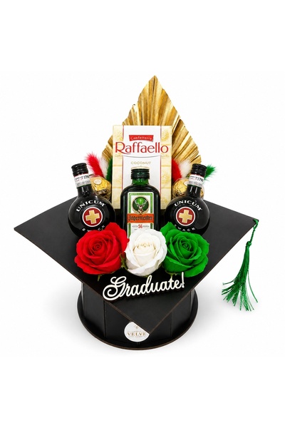 velve Aranjament absolvire Graduate in forma de toca,sticle in miniatura,Raff...