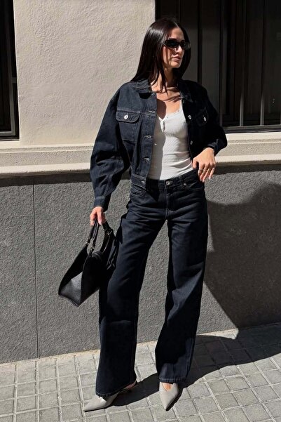 Bershka Balon kesim crop denim ceket