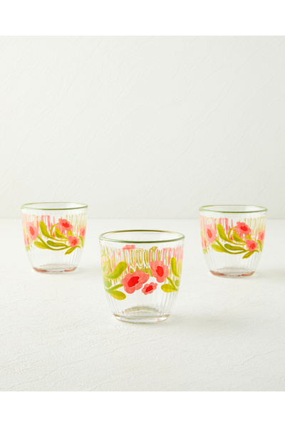 English Home Bright Petals Cam 3'lü Bardak 290 ml Renkli