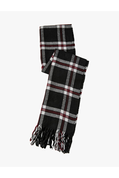 Koton Plaid Scarf Tassel Detailed Soft Textured