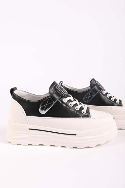 Hayati Arman Kadın Dolgu Taban Bağcıklı Sneaker Siyah