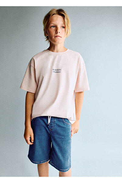 MANGO Kids Beli lastikli bermuda denim şort