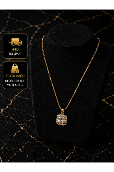PURE BERRY BAGET ZİRKON TAŞLI %100 ÇELİK KOLYE KARARMAZ SOLMAZ