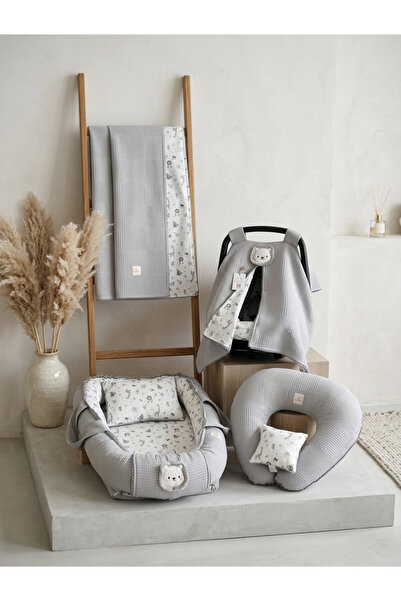 MAMARADUGA 7-Piece Set Gray Lion - Safari 100% Cotton Waffle Pike |   Poplin