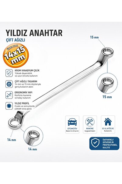 TERA İki Ağız Yıldız Anahtar 14x15 mm