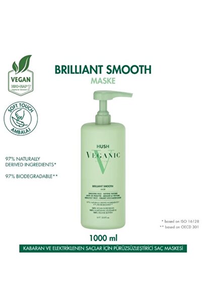 HUSH Veganic Brilliant Smooth Kabaran Saçlar İçin Pürüzsüzleştirici Maske 100...