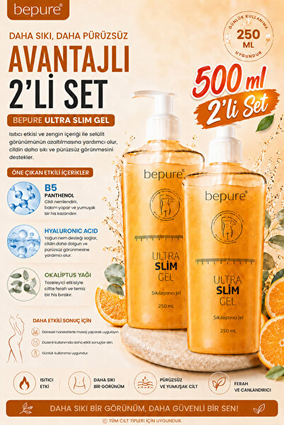 Bepure Sıkılaştırıcı Jel, Selülit Ve Çatlak Giderici Ultra Slim Jel 500ml (2X...