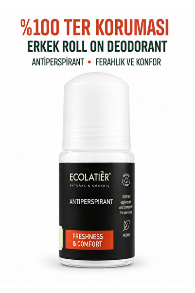 ECOLATIER Terleme Önleyici Erkek Roll On 50 ml Erkek Deodorant Ferahlık ve Ko...