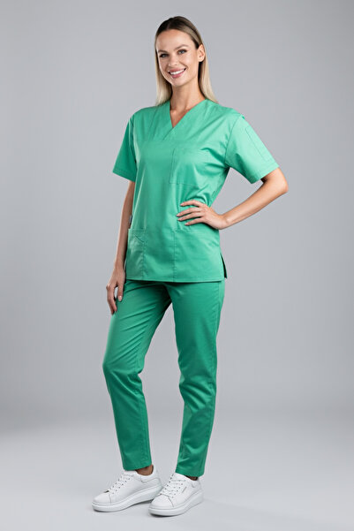 tag Costum medical pentru femei New Cotton Stretch, Verde Spital