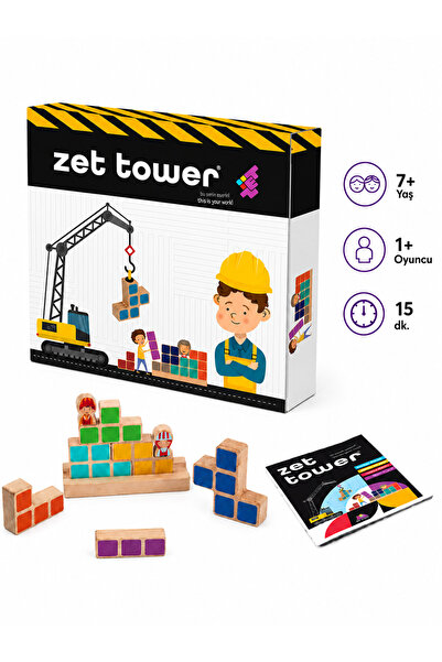 Zetzeka ZET TOWER (Küçük Mühendisler) Ahşap Zeka ve Akıl Oyunu 3+ Yaş 1+ Oyuncu