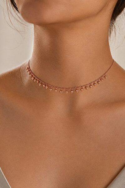 Argentum Concept 925 Ayar Gümüş Rose Toplu Choker Model Kolye - N117201