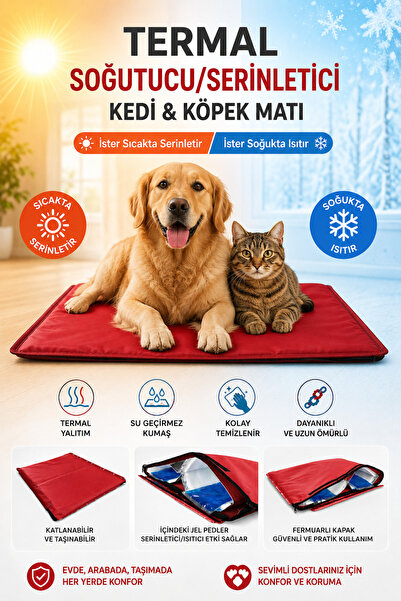 Glipet Termal Soğutucu/Serinletici Kedi Köpek Matı Kırmızı