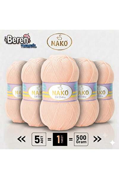 NAKO Elit Baby - 3701 Salmon - 5-Pack - 100Gr/250M - Baby Yarn - Anti Pilling...