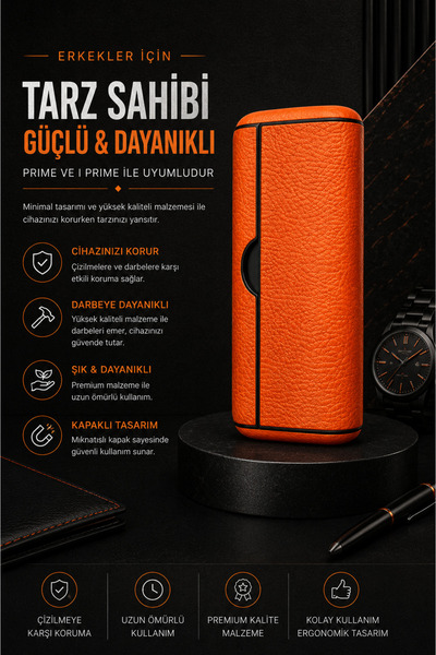 Zigver Iqos Iluma Prime Modeli Için Manyetik Kapak Kutu Kılıf Turuncu