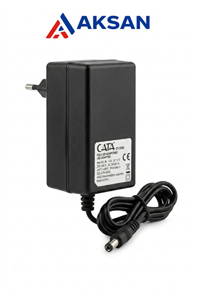 Cata CT-2553 Fişli LED Adaptörü 12V 5A 60W IP44 Şerit LED Güç Kaynağı DC Barr...