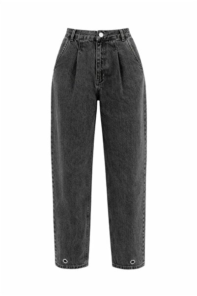 MİİN ANTRASİT CEPLİ PAÇASI KUŞ GÖZÜ DETAYLI DENIM PANTOLON