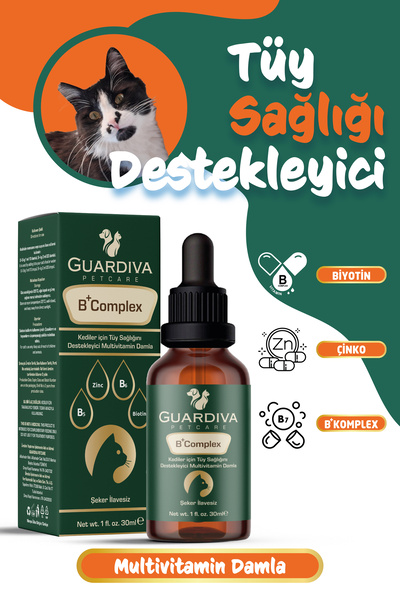 GUARDİVA Kediler için Tüy Dökümünü Azaltan ,Tüy Sağlığını Destekleyerek Tüy D...
