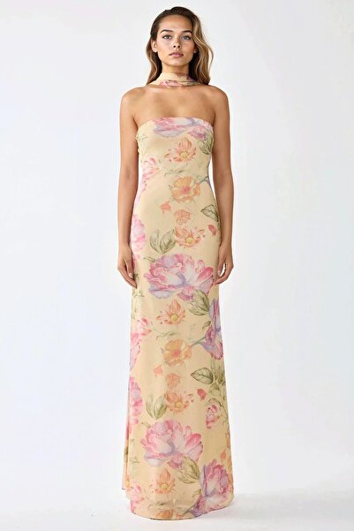 Hiccup Rochie maxi mulată, fără bretele, cu imprimeu floral