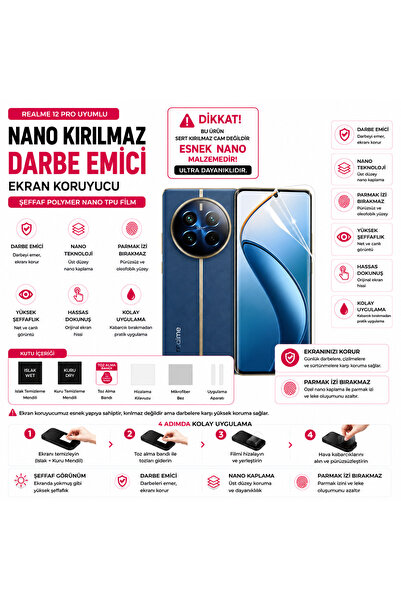 Astakos واقي شاشة نانو بوليمر شفاف متوافق مع Realme 12 Pro، طبقة حماية أمامية...