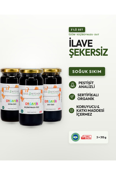 Soul Kitchen Organik Ürünler Organik Sertifikalı Üzüm Keçiboynuzu Dut Özü Soğ...