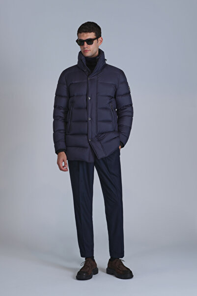 Lufian Ανδρικό παλτό Rıld Goose Feather Navy Blue